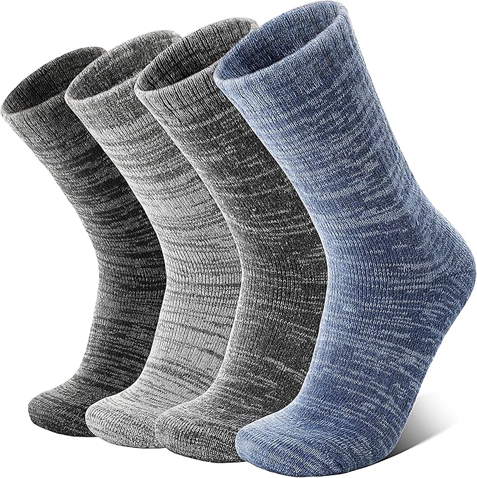 Anlisim Merino Wool Warm Boot Hiking Socks Thermal Extra Thick Winter Cozy Crew Comfy Cushioning Work Women Men Socks 4 Pairs
