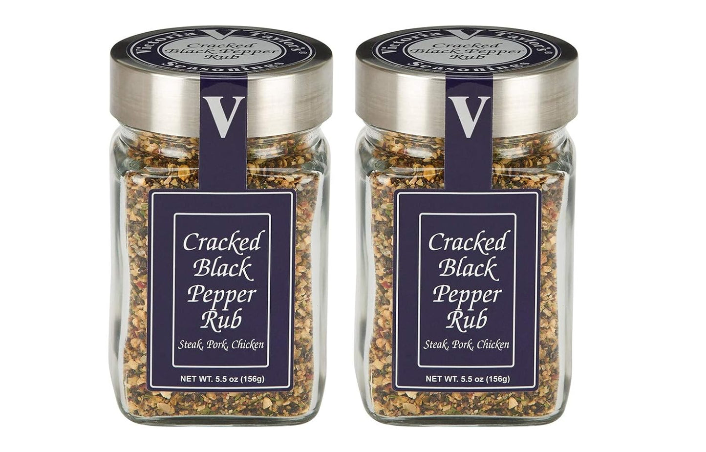 Cracked Black Pepper Rub Seasoning – Montreal Style Steak Blend for Steak, Chicken, Pork & Vegetables (5.5 oz, Pack of 2)