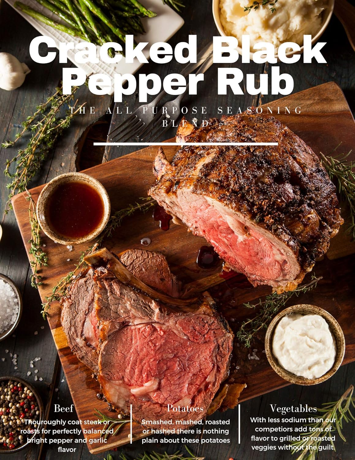 Cracked Black Pepper Rub Seasoning – Montreal Style Steak Blend for Steak, Chicken, Pork & Vegetables (5.5 oz, Pack of 2)