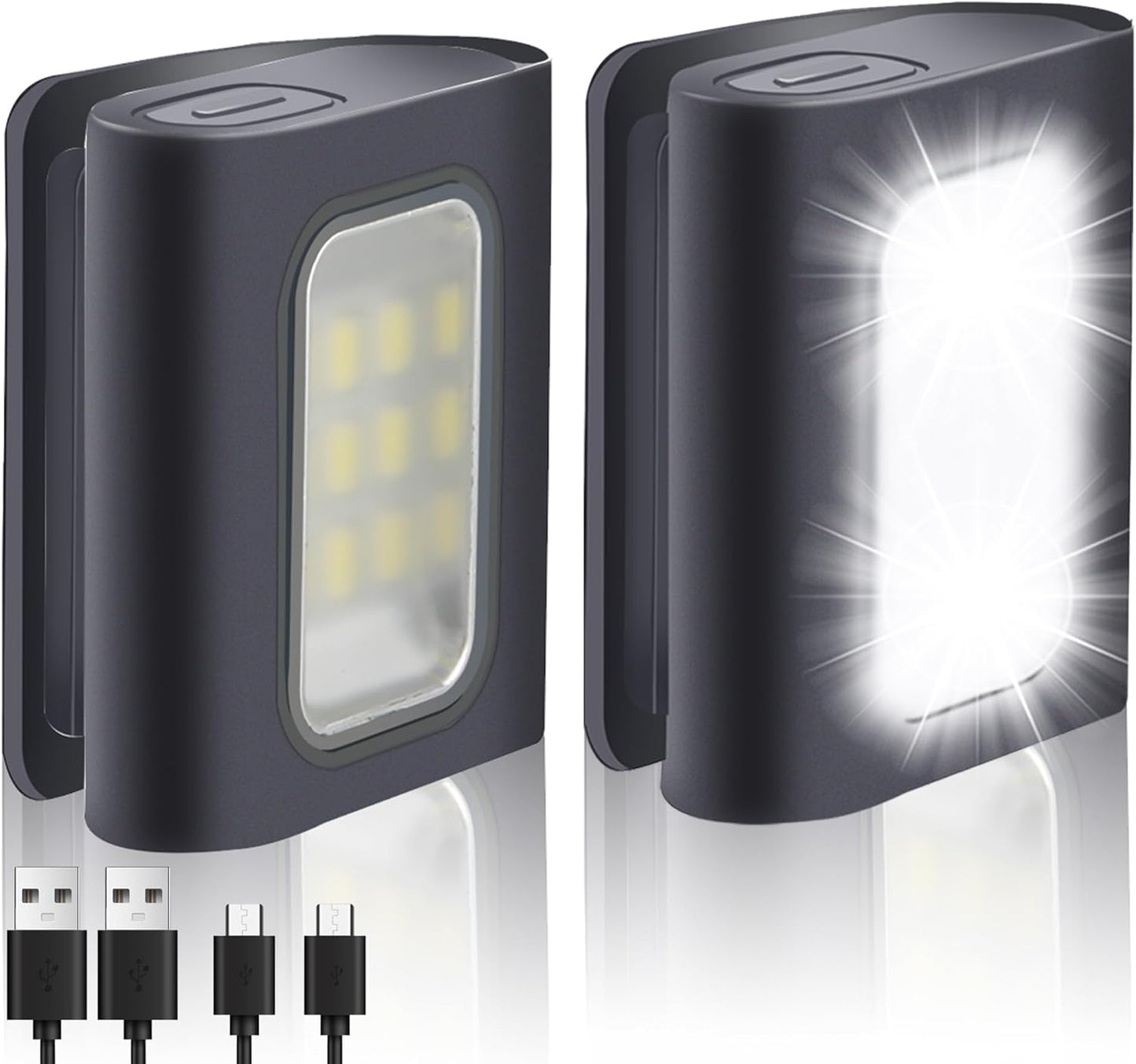 Running Light, 2Pack Reflective Running Gear for Runners, USB Rechargeable LED Light, Clip on Running Lights with Runners and Joggers for Camping, Hiking, Running, Outdoor Adventure