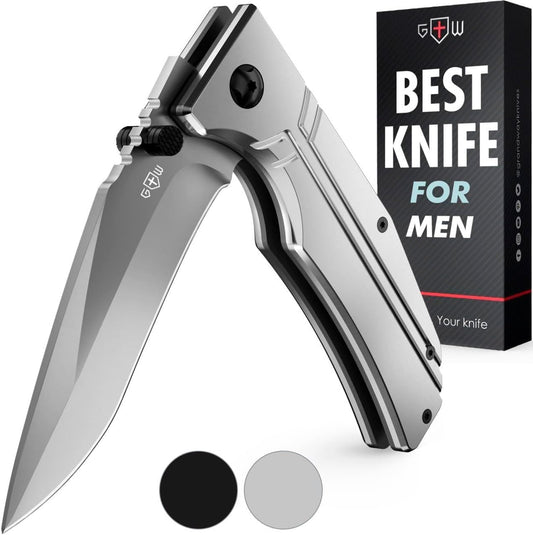 EDC Folding Pocket Knife – Aluminum Handle Utility Blade with Pocket Clip for Camping & Everyday Carry