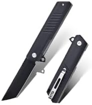 Folding Pocket Knife with D2 Steel Blade, G10 Handle, Black, EDC Knife, Pocket Clip for Camping