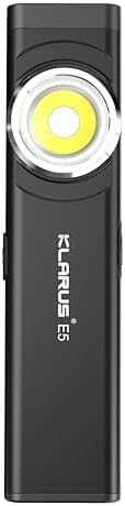 klarus E5 Pocket Flashlight, Rechargeable EDC Flashlight, Super Slim 4.2x1x0.3inch, 600 Lumens, USB-C Port, IPX4, Dual Light Source with Magnetic Base, Hat & Clothes Clip