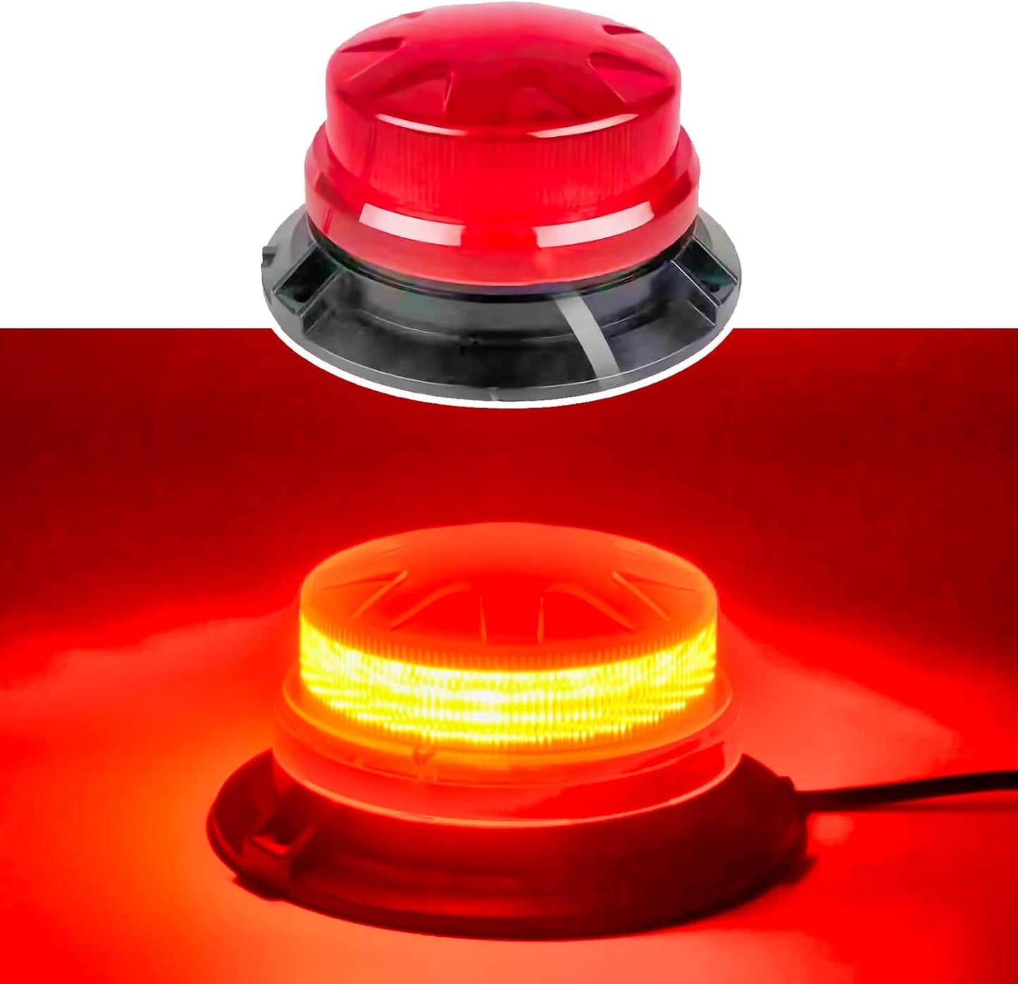 24 LED Emergency Strobe Beacon Light, Magnetic Mount Warning Signal Lamp, 12V-24V Waterproof Flashing Safety Light for Trucks, Forklifts, Tractors & Construction Vehicles (Green/Amber/Blue/Red)