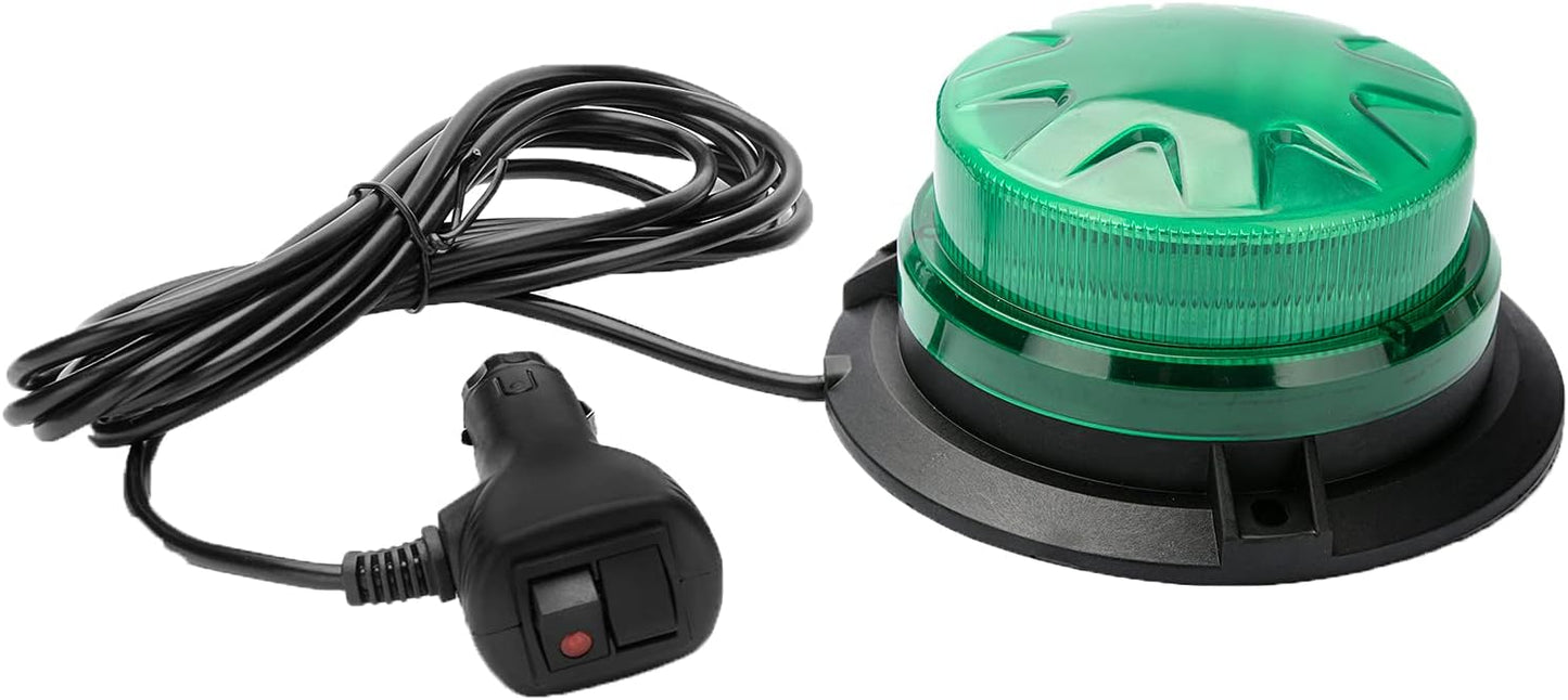 24 LED Emergency Strobe Beacon Light, Magnetic Mount Warning Signal Lamp, 12V-24V Waterproof Flashing Safety Light for Trucks, Forklifts, Tractors & Construction Vehicles (Green/Amber/Blue/Red)