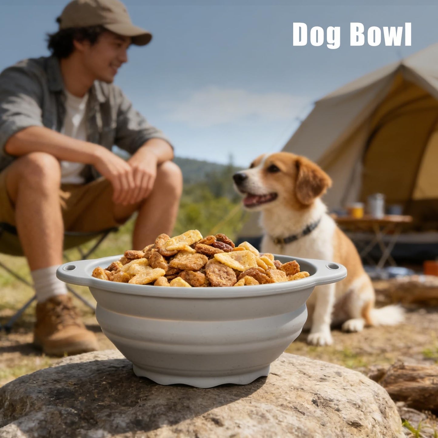 Collapsible Silicone Mixing Bowl - 1800ml(60 fl oz) - BPA Free, Dishwasher Safe, Non-Slip Base Space Saving for Kitchen, Camping & Travel (Grey)
