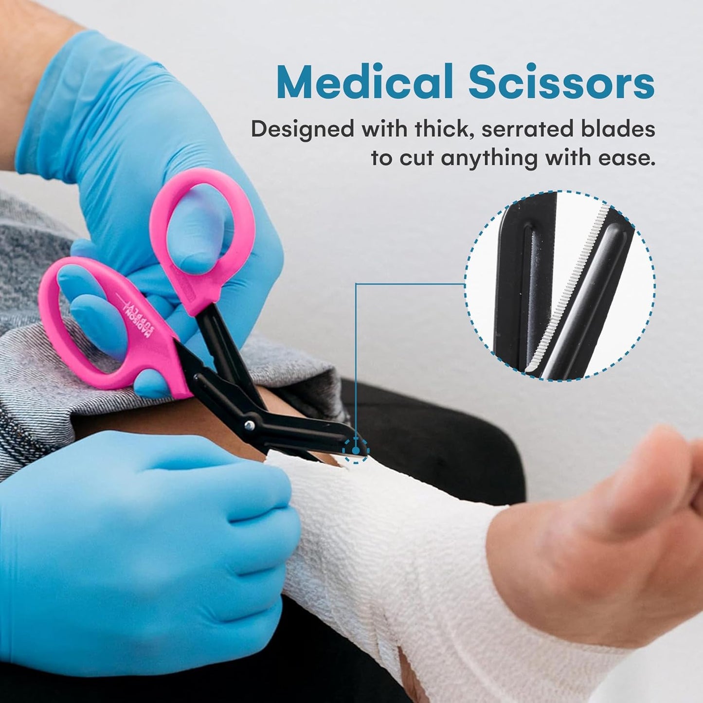 Medical Scissors, EMT and Trauma Shears - 7.5 Inch Quality Stainless Steel Bandage Scissors - Fluoride-Coated with Non-Stick Blades - 2 Pack (Black/Pink)