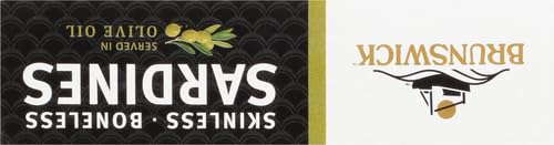 Brunswick Wild Caught Skinless and Boneless Sardines, Served in Olive Oil, 4.4 Ounce (Pack of 6)