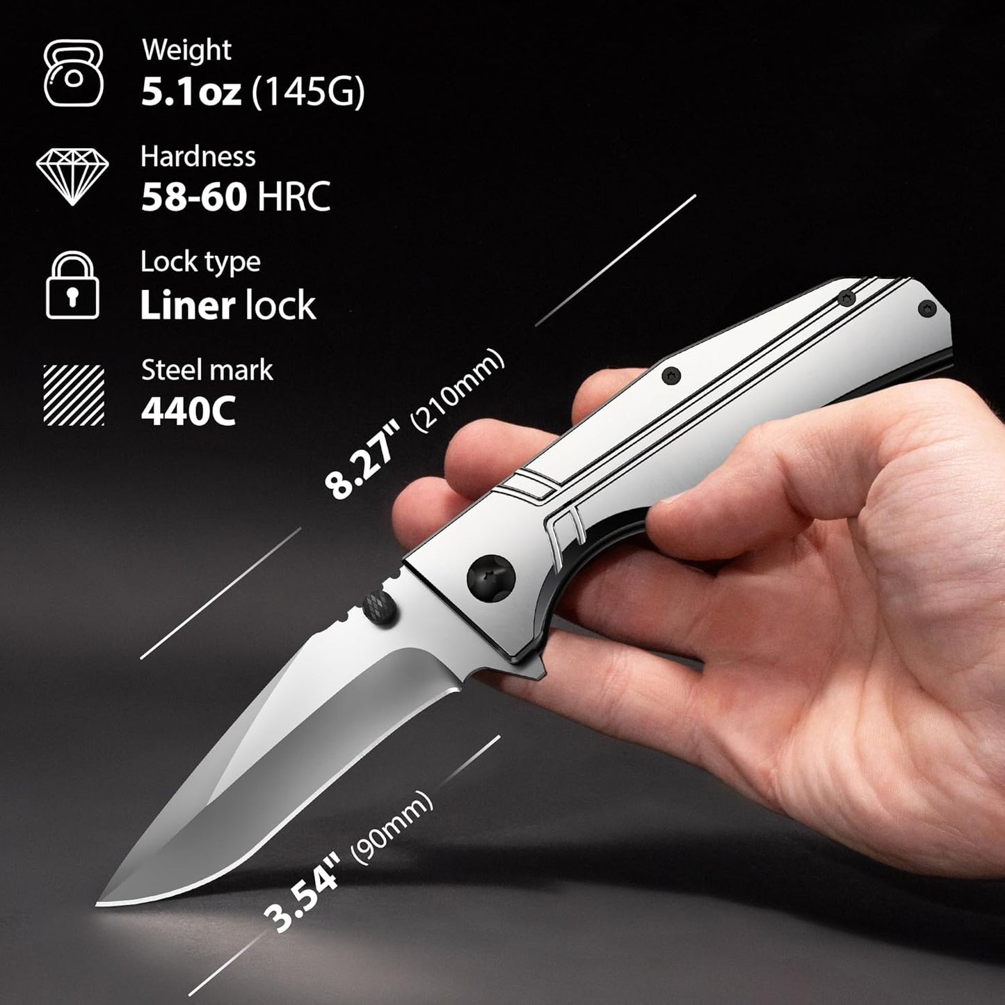 EDC Folding Pocket Knife – Aluminum Handle Utility Blade with Pocket Clip for Camping & Everyday Carry