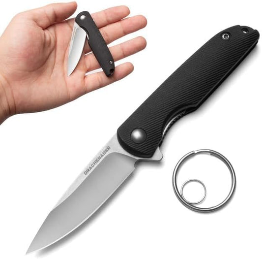 Small Pocket Knives Keychain for Men 2 Inch Blade Mini Folding Knife (D- C-Silver Blade + Black)