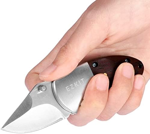 Pocket Knife, Small Folding Wood Handle 2in Blade Stainless Steel Everyday Carry Knife