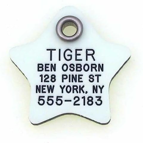 LuckyPet Glow in The Dark Dog and Cat ID Tag - Durable Custom Tags for Pets - Silent Personalized Pet Identification - Easy to Read Engraving - Small, Star