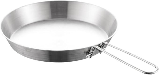 Stainless Steel Camping Fry Pan Cookware Foldable Handle Easy to Clean Multipurpose Outdoor Cooking Griddle Non Stick Skillet, 12cm