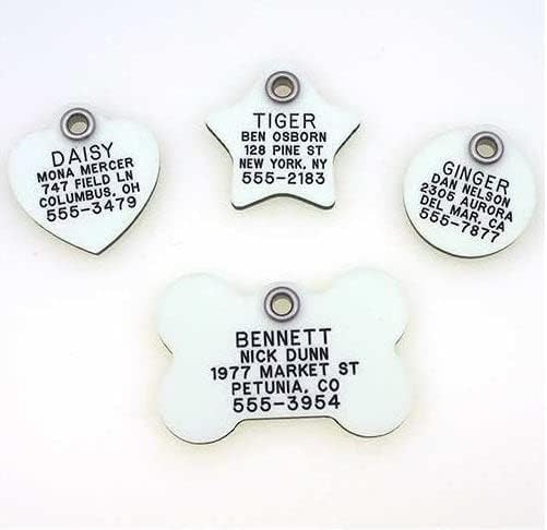 LuckyPet Glow in The Dark Dog Tag - Durable Custom Tags for Pets - Silent Personalized Pet Identification - Easy to Read Engraving - Large, Round