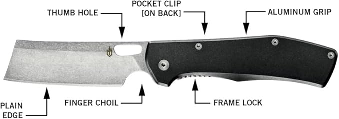 Gerber Gear Flatiron Folding Pocket Knife, EDC Stainless Steel Folding Knife with 3.6" Cleaver Blade and Pocket Clip