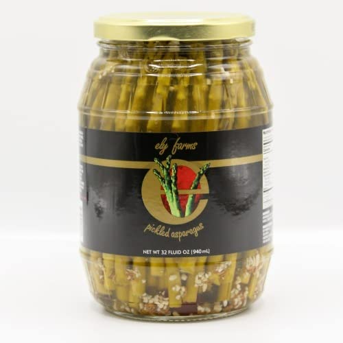 Ely Farms | Pickled Asparagus | Gourmet Crunchy Spears | Family Recipe | Zesty Dill and Garlic Flavor | Delicious Appetizer or Bloody Mary Garnish | Made in Nebraska USA | 32 oz Jar | 1-Pack