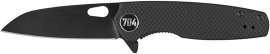 704 Gear Wildcat Lite EDC Folding Pocket Knife | Compact Size D2 Wharncliffe Blade with Thumbhole Cutout | Black