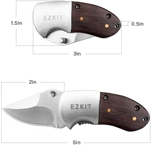 Pocket Knife, Small Folding Wood Handle 2in Blade Stainless Steel Everyday Carry Knife