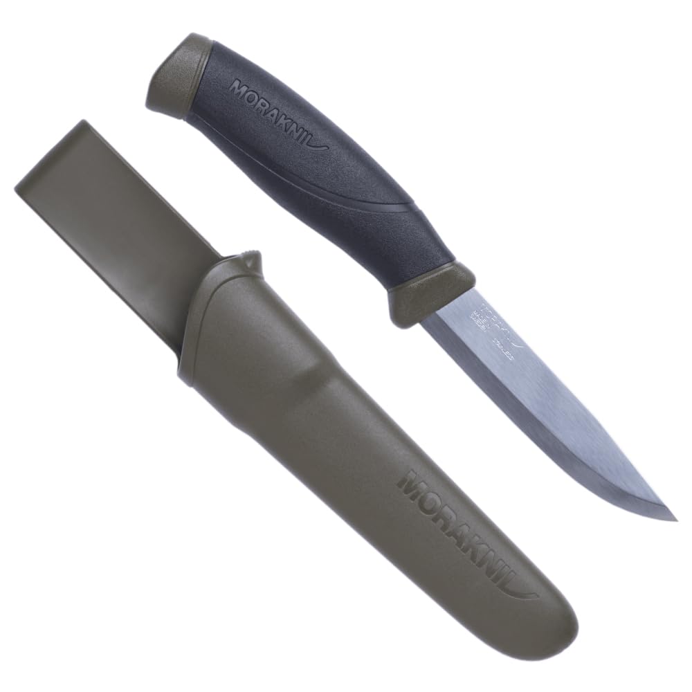 Morakniv Companion Fixed Blade Outdoor Knife with Stainless Steel Blade, 4.1-Inch, Military Green