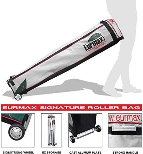 Eurmax USA 5'x5' Flat Top Pop-up Canopy Portable Photo Booth Tent for Events Wedding Photobooth for Professional Photos Photo Studio Photo Booth System with Roller Bag，Bonus 4 SandBags (Black)