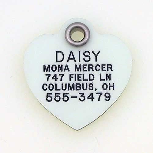 LuckyPet Glow in The Dark Dog and Cat ID Tag - Durable Custom Tags for Pets - Silent Personalized Pet Identification - Easy to Read Engraving - Medium, Heart