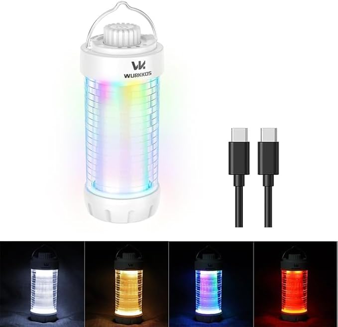 Wurkkos CL01 Camping Lantern Rechargeable, 550LM Waterproof Tent Light with Magnet Base, Up to 300H Runtime,Portable Lantern Flashlight with RGB light,Emergency Camp Light for Hurricane,Hiking,Camping