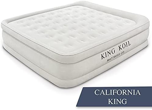 King Koil Luxury California King Air Mattress with Built-in Pump for Home, Camping & Guests - 20??King Size Inflatable Airbed Luxury Double High Adjustable Blow Up Mattress, Durable Waterproof