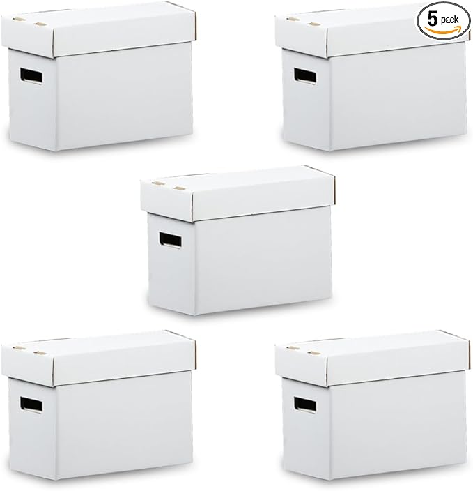CROSSDESIGN 5 Pack Comic Book Storage Holds 150-175 Comics Collapsible & Stackable Comic Short Box Moistureproof Comic Box Stackable Archival Cardboard