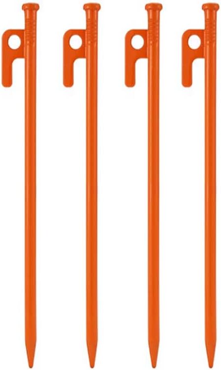 4Pcs Heavy-Duty Forged Steel Tent Stakes, 12in, with Storage Pouch – Ideal for Rocky Terrain, Snowfields, and Camping (4Pcs 12in Stakes Included) (Orange)
