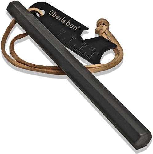 Überleben | Hexå Ferro Rod Fire Starter Survival Tool – Up to 20,000 Strikes, 1/2" Thick Hexagon Fire Steel with Multi-Tool Striker & Lanyard – Waterproof Camping Essentials