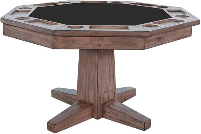 Pemberly Row Reversible Wood Game and Dining Poker Table in Buckskin Natural