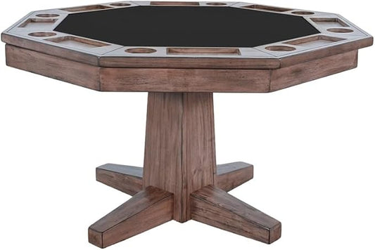 Pemberly Row Reversible Wood Game and Dining Poker Table in Buckskin Natural