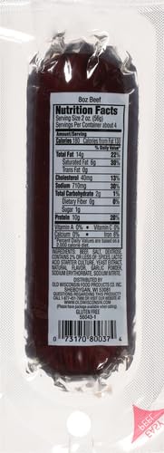Old Wisconsin Premium Summer Sausage, 100% Natural Meat, Charcuterie, Ready to Eat, High Protein, Low Carb, Keto, Gluten Free, Beef Flavor, 8 Ounce (Pack of 4)