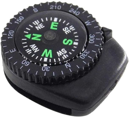 Mini Black Button Navigation Device - Compact Survival Compass for Hiking, Camping, Boating - Liquid-Filled Pocket Compass for Trekking, Wristband Navigation Tool, Essential Outdoor Gadget