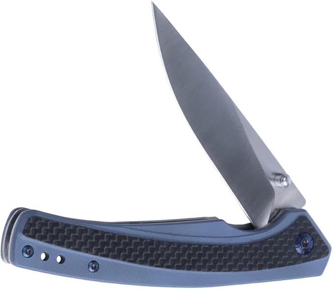 MASALONG Kni242 Folding Knife G10 Carbon Fiber Handle Outdoor Knife Fit Camping Wilderness Survival 59HRC hardness, rust resistant blade