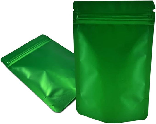 PABCK 50 Pieces 5.5x7.87 inch(Inside Size 4.7x5.1 inch) Stand-Up Resealable Heat Seal Bags 3.55mil Thick Green Foil Sealed Bags for Zip Packaging Lock Food Storage Pouch