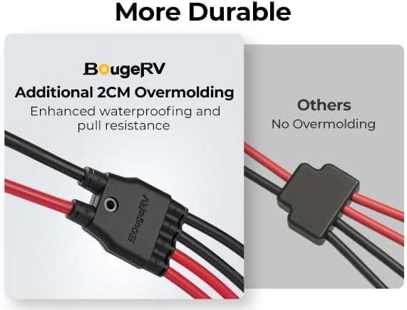 BougeRV Solar Parallel Connectors for 2 Solar Panels, 2 to 4 Y Branch 10AWG Adapter Splitter Cable Wire Plug PV Tool Kit, Waterproof (MFF/FMM)