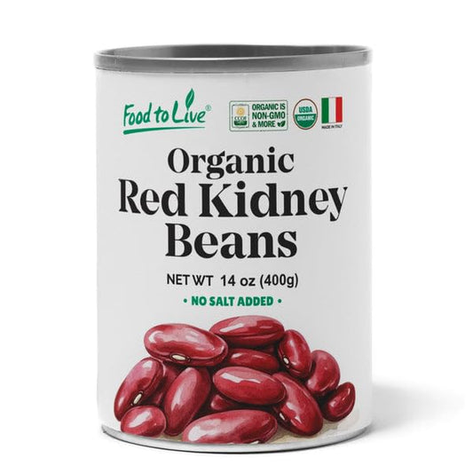 Food to Live Organic Italian Red Kidney Beans, 14 oz (Pack of 1) – Unsalted, Non-GMO, Vegan. Ready to Eat. Perfect for Salads, Soups, Pasta e Fagioli. Wholesale