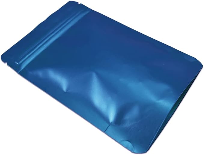 PABCK Stand-Up Resealable Heat Seal Bags 3.55mil Thick Frosted Blue Foil Sealed Bags 50 Pieces