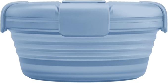 STOJO Collapsible Bowl - Translucent 36oz - Reusable Silicone Bowl (Translucent Steel Blue)