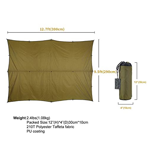 OneTigris Bulwark Camping Tarp, 12.8ft x 9.5ft Large Bushcraft Tarp
