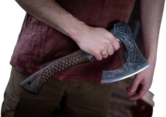 20" Custom handmamde Viking Axe, Battle Axe Real Custom Handmade Real Viking Axe Head, Tomahawk Viking Hatchet Beared Camping Axe Blade, Viking Gift for Him