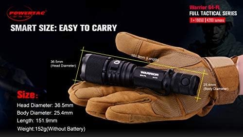PowerTac Warrior G4-FL 4200LM Tactical Flashlight Rechargeable, High Lumen Light with Holster, Wide Beam, USB & Magnetic Dual Charging, Waterproof Handheld EDC LED Flashlights for Duty and Outdoor Use