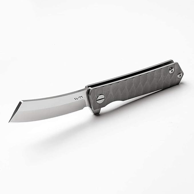 Titanium Custom Pocket Folding Knife Razor Blade Ball Bearing System with TC4 Titanium Lightweight Handle for Outdoor Camping Survival,Gift for Gentleman Husband Men