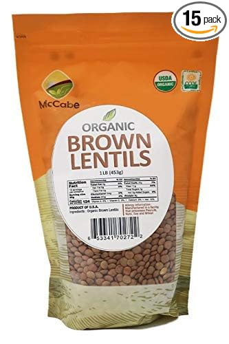 McCabe Organic Brown Lentils - Bulk Lentils Rich in Fiber & Minerals | USDA and CCOF Certified | Product of USA | 1Lbs
