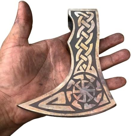 WHS201 Viking Axe Head, Custom Hand Forged Viking Axe Real Head, Tomahawk Viking Hatchet Beared Camping Axe Blade, 5160 HIGH Carbon Steel Blade, Viking Gift for Him - Christmas Gift (Smoked)