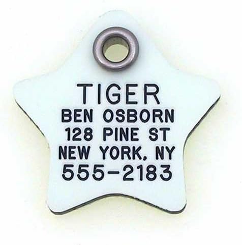 LuckyPet Glow in The Dark Dog ID Tag - Durable Custom Tags for Pets - Silent Personalized Pet Identification - Easy to Read Engraving - Large, Star