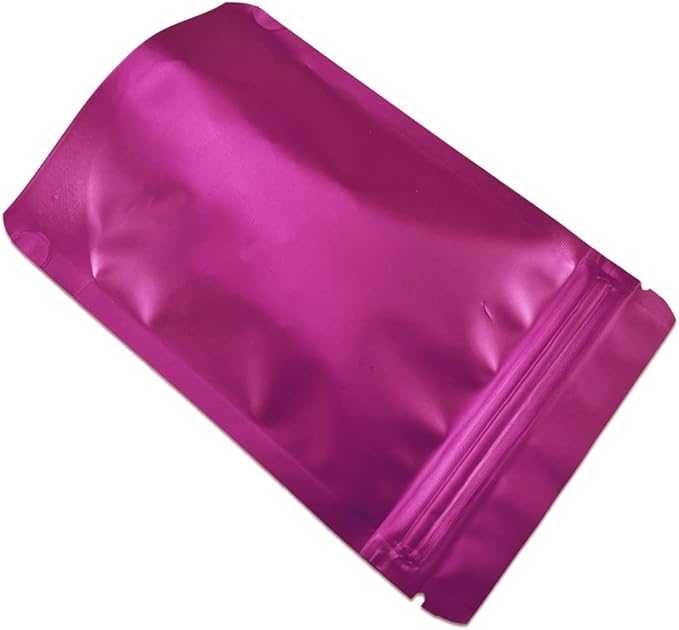 PABCK 50 Pieces 5.5x7.87 inch(Inside Size 4.7x5.1 inch) Stand-Up Resealable Heat Seal Bags 3.55mil Thick Frosted Pink Foil Sealed Bags for Zip Packaging Lock Food Storage Pouch
