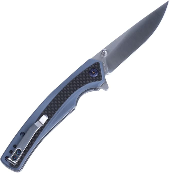 MASALONG Kni242 Folding Knife G10 Carbon Fiber Handle Outdoor Knife Fit Camping Wilderness Survival 59HRC hardness, rust resistant blade