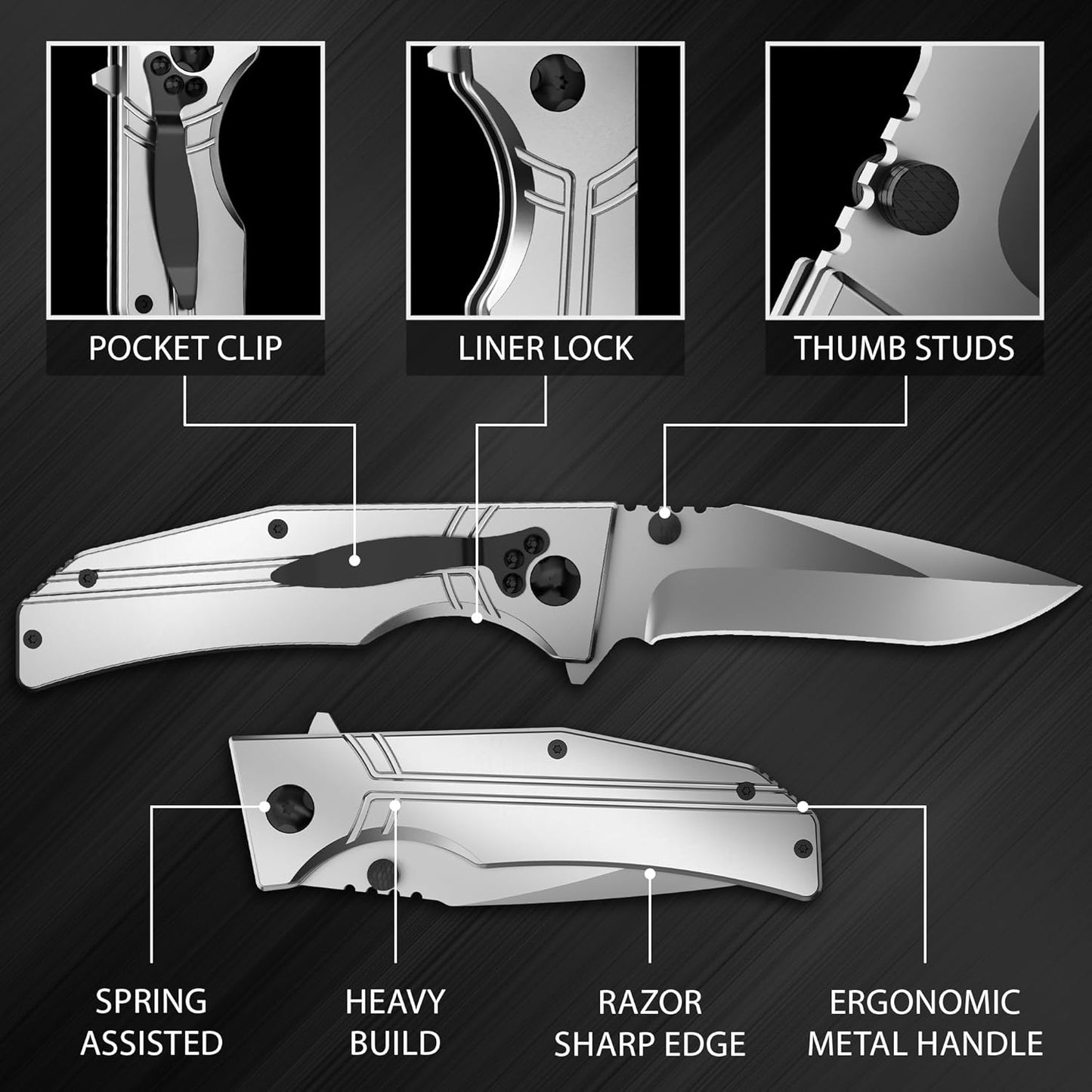 EDC Folding Pocket Knife – Aluminum Handle Utility Blade with Pocket Clip for Camping & Everyday Carry